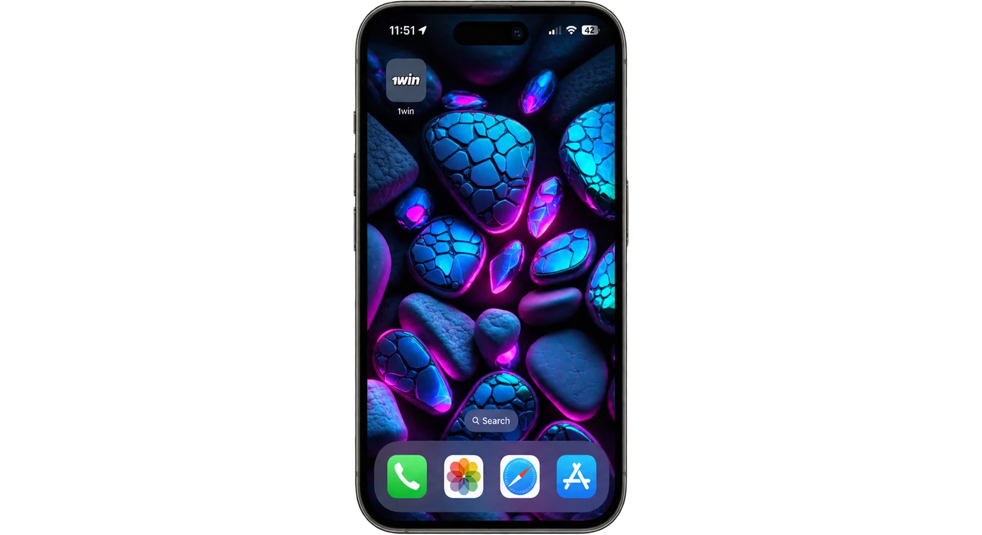 The 1win app icon on an iPhone screen